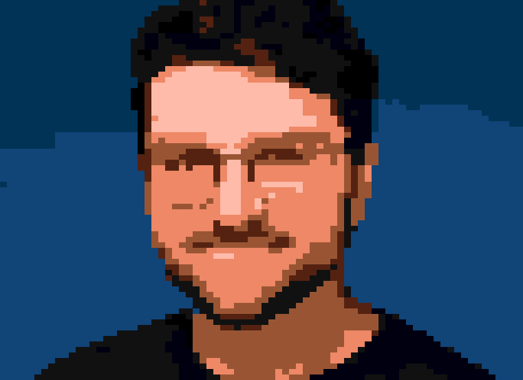 Gianluca, rendered as a colour teletext mosaic.